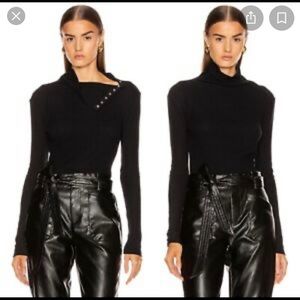 Enza Costa black mock snap turtleneck